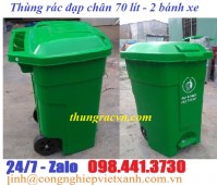 Thùng rác đạp chân 70 lít có bánh xe