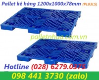 Pallet nhựa kê hàng 1200x1000x78mm màu xanh khuyến mãi tại kho bình tân Hotline