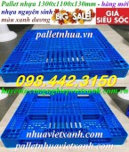 Pallet nhựa 1300x1100x130mm màu xanh - hàng mới