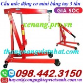 Cẩu mốc động cơ bằng tay 3 tấn - cẩu thủy lực mini bằng tay 3 tấn