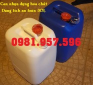 Can vuông 30L, can 30L xanh đựng hóa chất, can trắng 30L