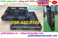 Pallet nhựa mới màu đen KT 1100x1100x150mm giá rẻ, siêu cạnh tranh