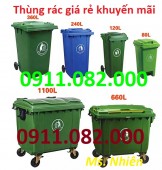 Cung cấp thùng rác đôi giá sỉ- thùng rác 120L 240L 660L giá rẻ tại hậu giang- lh