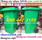 Thùng rác nhựa 240 lít màu xanh lá - thanh lý xả kho giá rẻ