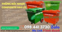 Xe đẩy rác 660 lít nhựa composite 3 bánh 4 bánh đúc