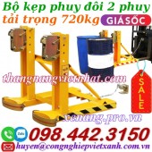 Bộ kẹp gắp thùng phuy đôi 2 thùng phuy 720kg