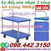 Xe đẩy hàng 2 tầng sàn nhựa 300kg FD300T2