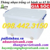 Thùng nhựa trắng trong có bánh xe 65 lít và 95 lít