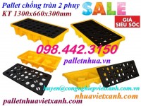 Pallet chống tràn dầu - hóa chất 2 phuy - KT 1300x660x300mm giá siêu cạnh tranh