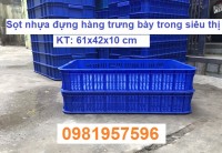 Sọt nhựa đựng hàng trưng bày tại các siêu thị, sóng nhựa hở kích thước 61x42x10