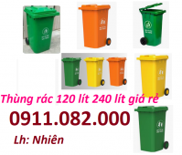 Thùng rác 120 lít, 240 lít màu xanh, cam, vàng giá rẻ tại đồng tháp-thùng đựng r