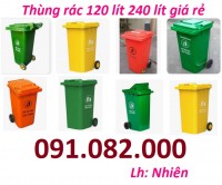 Thùng rác 120 lít, 240 lít màu xanh, cam, vàng giá rẻ tại đồng tháp-thùng đựng r