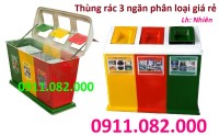 Thùng rác phân loại giá rẻ tại vĩnh long- thùng rác màu xanh 120l 240l- lh 0911