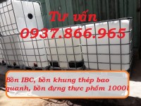 Bồn màu trắng có khung thép, bồn đựng nước rửa xe, tank 1000l đựng hóa chất