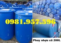 Phuy nhựa cũ 200L, phuy nhựa cũ 2 đai, phuy nhựa làm bè