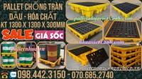 Pallet nhựa chống tràn 4 phuy KT 1300x1300x300mm