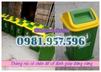 Thùng rác nhựa 60L nắp bập bênh, thùng rác 90L có chân