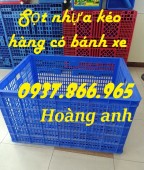 Sọt nhựa có bánh xe, sọt nhựa HS 015, sóng nhựa hở, sọt nhựa trong xí nghiệp da