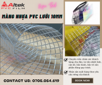 Màng nhựa pvc lưới 10mm dẻo trong, giá sỉ