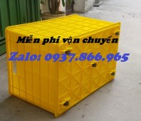 Thùng 5 bánh xe, thùng có bánh xe dưới đáy, thùng kéo hàng màu xanh, thùng đặc c