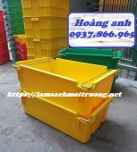 Bán thùng nhựa có quai sắt 2 đầu, thùng nhựa đặc, khay nhựa có quai h