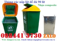 THÙNG RÁC 90 LÍT NẮP LẬT COMPOSITE ĐẾ ĐÁ