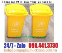 Thùng rác 60 lít màu cam- có bánh xe