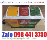 Thùng rác nắp lật 3 ngăn bằng thép