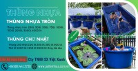 Thùng nhựa chữ nhật màu xanh, thùng nhựa tròn nuôi cá, thùng nhựa nhu