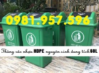 Thùng rác công nghiệp 60L, thùng rác nhựa HDPE 60L