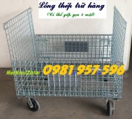 Pallet lưới trữ hàng, xe đẩy lồng thép