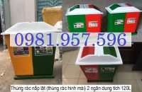 Thùng rác nhựa hai ngăn, thùng rác chất liệu composite