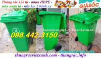 Thùng rác nhựa 120 lít – nắp kín – 2 bánh xe giá rẻ