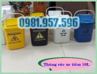 Thùng rác năp lật 5L, thùng rác cho xe tiêm, thùng rác xe đẩy