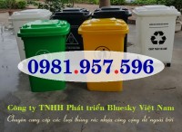 Thùng rác nhựa HDPE nguyên sinh 60L, thùng rác nhựa ngoài trời