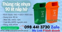 Thùng rác nhựa 90 lít nắp hở, nắp kín màu xanh, cam giá gốc