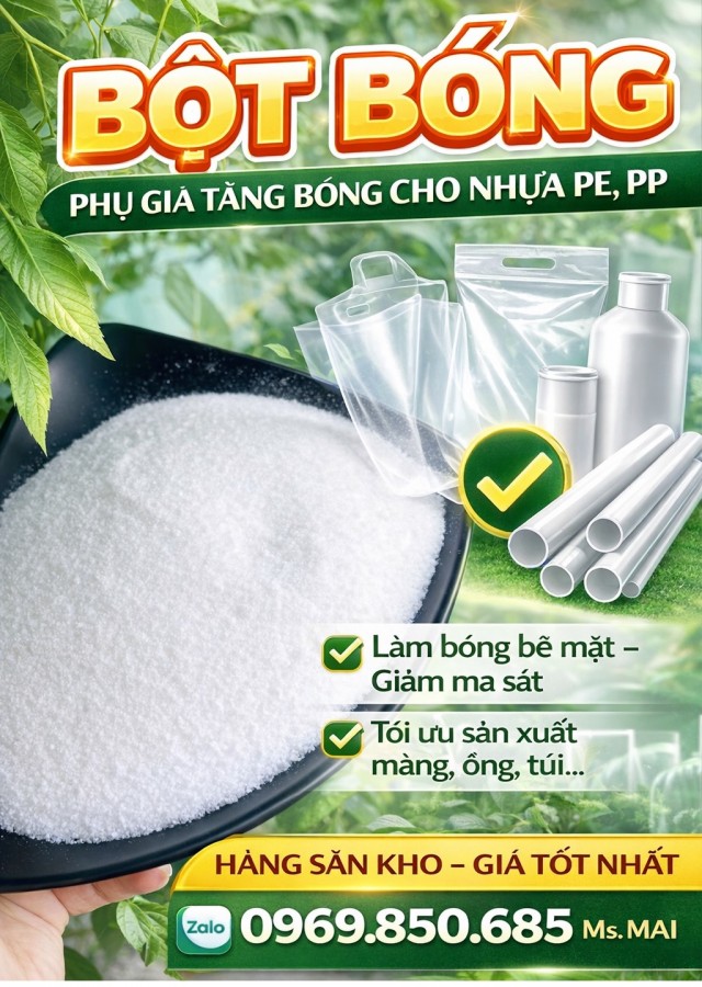 Bột tăng bóng, tăng trơn, cho túi nilon, bao bì, túi bóng..