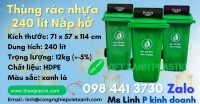 Thùng rác nhựa 240 lít nắp hở màu xanh