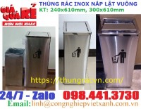 Thùng rác inox gạt tàn hình vuông