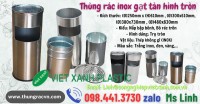 Thùng rác inox gạt tàn hình tròn nhập khẩu