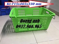 Sóng nhựa hở có quai, sọt nhựa, sọt có quai đựng thực phẩm, sọt dùn