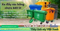 Xe đẩy rác bằng nhựa 660 lít - Thùng rác nhựa 660 lít