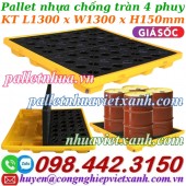 Pallet nhựa chống tràn dầu - hóa chất 4 phuy 1300x1300x150mm