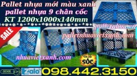 Pallet nhựa cốc 9 chân 1200x1000x140mm xanh dương