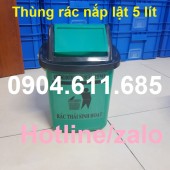 Thùng rác y tế nắp lật 5 lít, thùng rác bệnh viện 5 lít nắp lật, thùng rác xe ti