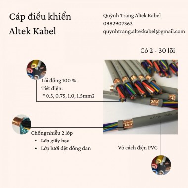 Cáp điều khiển lõi đồng 100&permil; có giáp chống nhiễu