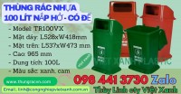 Thùng rác nhựa 100 lít nắp hở có đế