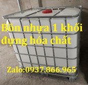 Bán bồn nhựa cũ, tank IBC 1000l nuôi cá, bồn nhựa cũ đựng nước công trình