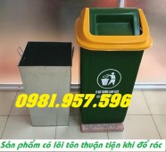 Thùng rác Compsite nắp lật, thùng rác Composite 90L, thùng rác công cộng