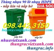 Thùng rác 90 lít nhựa HDPE nắp kín và nắp hở call 0984423150 - Huyền